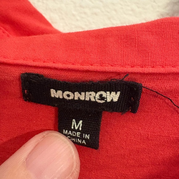 Monrow Fire Coral Button-Down Shirt Evereve - Picture 3 of 6
